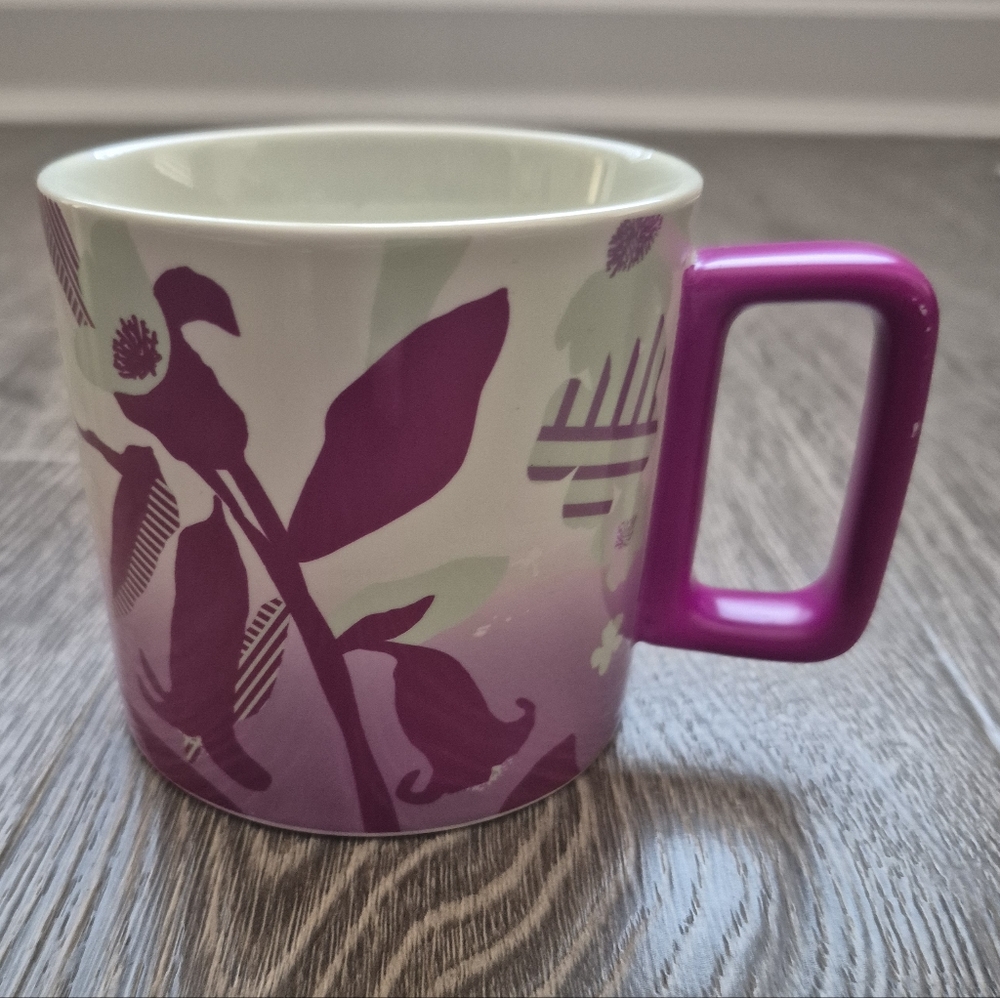 Starbucks Ceramic Floral Mug 12 oz Pink Purple Gray White NWT - Picture 5 of 7